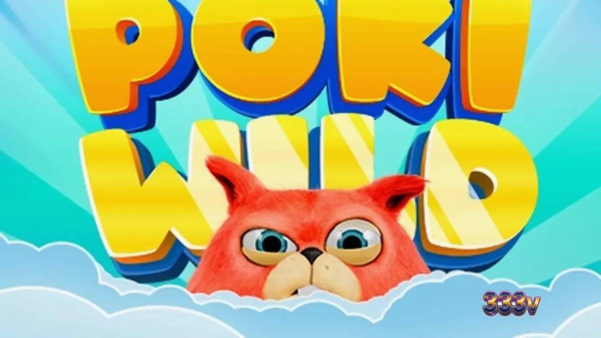 Tampilan antarmuka permainan slot Poki Wild dengan gulungan yang berputar.